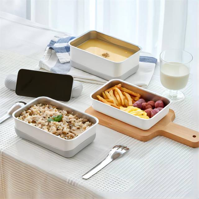 Double Box Steam Microwave Crisper - Rice White