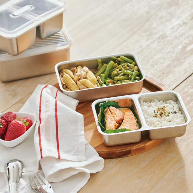 Double Box Stainless Steel Compartmentalized Crisper